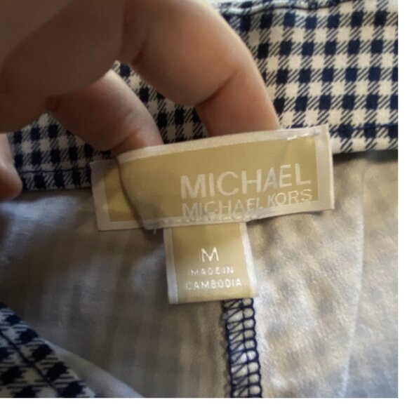 Michael Kors Navy Blue and White Houndstooth checkered leggings, size M - Picture 5 of 8